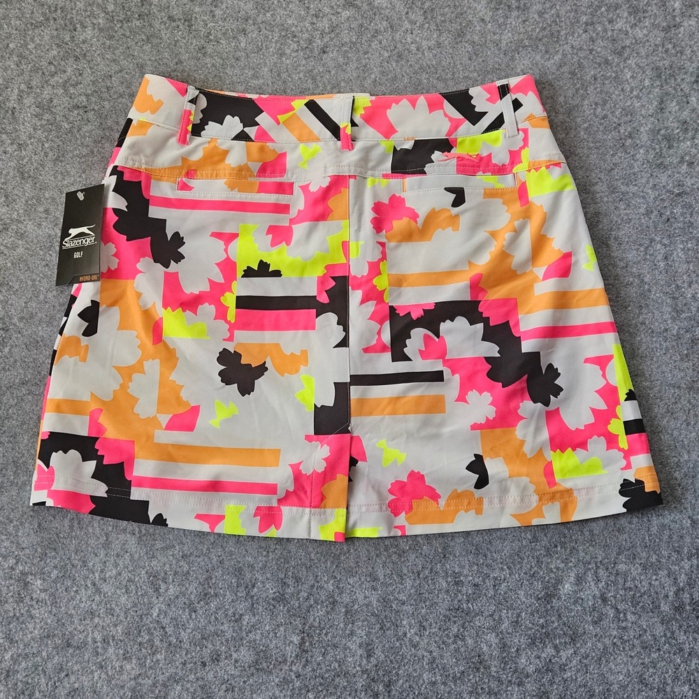 Slazenger Impulse Floral Printed Golf Skort Neon Abstract White Pink Size 4 NEW - Picture 2 of 7